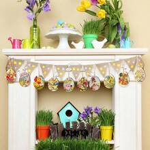 36 Pcs Easter Wooden Egg Ornaments 2D Flat Cute Bunny Chick Wood Slices With Rope Spring Tree Hanging Decoration For Home Holiday Party Decor - Nhiều màu - Xem 5