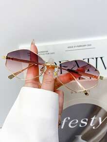 新款复古时尚金属菱形街头风高端女士时尚眼镜，适合日常佩戴、T台走秀、派对、海滩等场合，高品质男女通用多边形时尚眼镜 - 彩色 - 查看 7