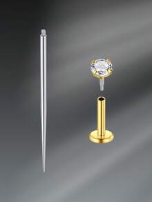 CIZME 18G 6/8/10mm Edelstahl vergoldeter Lippenring/Lippenstecker/Ohrstecker, Innengewinde Lippenpiercing Schmuck, Unisex; 6/8/10mm facettierter kubischer Zirkonia flacher Boden Lippenring/Knorpelstecker/Nasenring/Nasenstecker, Stahl Lippenstecker/Piercing Schmuck, Alltagsschmuck, Damen vergoldet - Gold - Übersicht 15