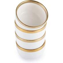 Cuencos de cerámica de porcelana de 4.3 pulgadas para cocina cuencos de servir blancos para sopa pasta ensalada frutas aperitivos helado arroz blanco cereales juegos de vajilla de 11 onzas - Blanco - Ver 1