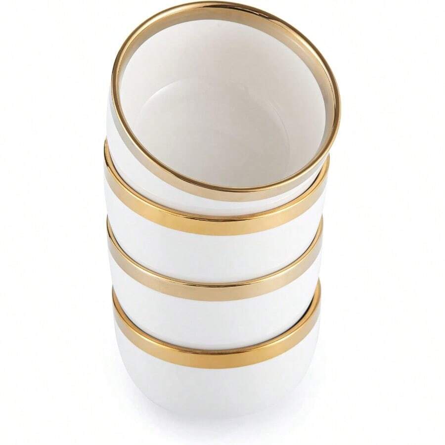 Cuencos de cerámica de porcelana de 4.3 pulgadas para cocina cuencos de servir blancos para sopa pasta ensalada frutas aperitivos helado arroz blanco cereales juegos de vajilla de 11 onzas - Blanco - Ver 1