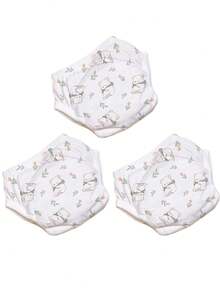 3条装可重复使用婴儿训练裤 - 可爱印花图案，防漏，可水洗，弹性腰带，四季皆宜，婴儿内裤，活泼幼儿服装，舒适贴合，婴儿学习训练裤，男女宝宝均适用