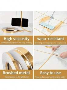 YITAPE 1pc 10m Self-Adhesive Waterproof Wall Sticker, Alloy Color Skirting Line, Tile Gap Edge Sealing Tape For Home Decor,Stickers,Wall Decal, Vinyl Decal For Home Decorations,Spring Decoration Items Refresh Your Home,Rama Decoration Stickers Gifts Birthday Graduation - Multicolor - View 8