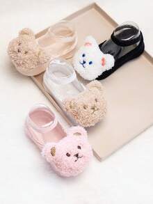 1 Pair Baby Infant Spring/Summer New Lace Trim Bear Boat Socks, Cute Bear Non-Slip Boat Socks, Soft Breathable Skin-Friendly - Multicolor - View 6