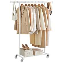 SONGMICS ハンガーラック 伸縮式 洋服ラック 頑丈 衣装掛け 幅92~132cm 耐荷重100Kg 大容量 衣類収納 安定性 業務用 キャスター付き 移動しやすい 室内物干し ちょうどいいサイズ HSR13BKV1 - (92-132)x45x161.5cm - チェックする 8