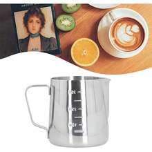 14oz 400ml Taza de Espuma de Acero Inoxidable con Pico Puntiagudo Jarra Artística para Café Jarra para Vapor de Leche con Escala para Hacer Café Uso en la Cocina en el Hogar - 1 - Ver 7