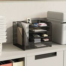 LIVINGANDHOME Living And Home High Strength 5-Layer Desk Organiser Vertical File Rack For A4 Documents And Office Notebooks - Black 30.5cm W X 28cm D X 35cm H - View 1