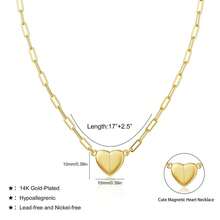 14K Gold/Silver-Plated Heart Shape Pendant Magnetic Necklace For Women Dainty Fashion Choker Necklace Jewelry Love Party Gift - F - Xem 3