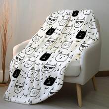 1pc Colorable Geometric Cat Graffiti Blanket - Long Plush All-Season Sofa Bedspread With Free Coloring For & S, Soft Warm Bedding Gift, Cozy For Rooms (Blanket Only - No Markers Included) Four Seasons Universal Multifunctional Blanket/Perfect Gift, Aesthetic Design And 2D Printing Technology Is An Ideal Companion For Sofa Napping, Traveling Camping, Home Decoration And Office Embellishment.A Thoughtful Gift For Thanksgiving, Christmas, Valentine's Day, Father's Day, Mother's Day And Other Festivals Special Moments Such As Birthdays, Weddings, Anniversaries And More.Exclusive Gifts For Family Members, Partners, Parents, Ren, Grandparents Or Dear Friends.They Are Perfect For Beds, Living Rooms, Offices, Beaches,Newly Expanded Themed Collections To Meet A Variety Of Styles And Scenar. - 多色17 - 查看 3