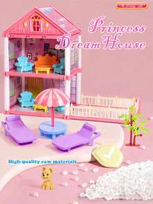 4-9 Years Old Girls' Dollhouse Playset, 1-4 Layers Rooms Playhouse With Doll Toys, Luxury Villa Toy, Princess Castle DIY Building Kit, Full Set Furniture Accessories, Fashion Dollhouse, Birthday Gift (Some Furniture Accessories And Doll Colors Are Random) - Multicolor - View 3