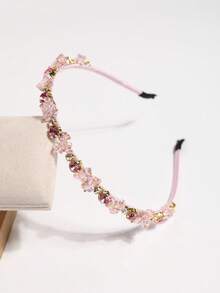 1 pieza Diadema de cristal de lujo estilo barroco con rhinestones, accesorio de pelo elegante francés para mujer, pasador de pelo para fiesta/boda, estilo palacio brillante con cristal artificial, Halloween, diadema, accesorios para el cabello, banda para el cabello, accesorios de belleza para el hogar - Rosa - Ver 5