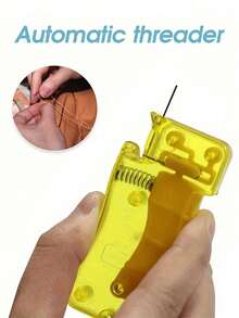 1pc Lemon Yellow Automatic DIY Hand Sewing Threader, Suitable For Household Handicraft And Sewing Supplies