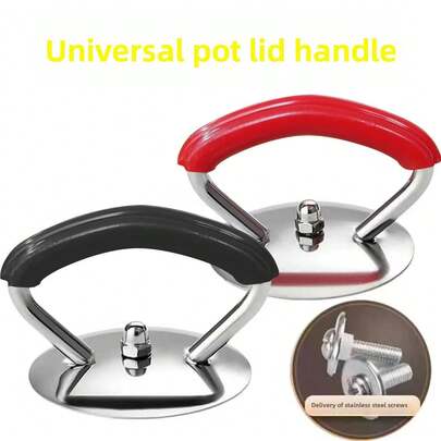 1 Piece Universal Kitchen Pot Lid Knob, Replacement Pot Lid Handle, Universal Pan Lid Grip Knob, Kitchen Tool Accessory, Universal Slow Cooker Pot Lid Handle, Stainless Steel Heat-Resistant Slow Cooker Pot Lid Replacement Part, Height 45mm, Suitable For Glass Pot Lid Replacement Knob With Non-Gasket & Mounting Screws, Color Random