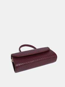 Túi tote dệt Novachic, túi xách công sở thanh lịch, túi đeo vai thời trang, đơn giản, đa năng, cổ điển, màu vàng, phù hợp cho đi làm, văn phòng, hẹn hò. - Màu Đỏ Sâu - Xem 3