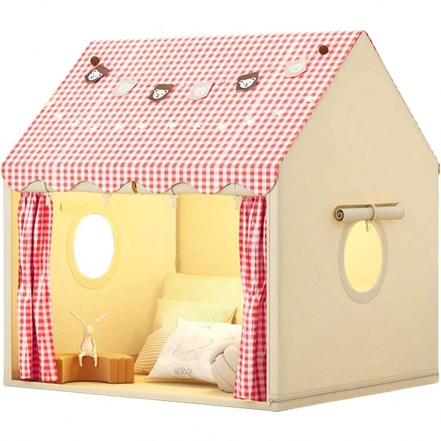Casa Campaña para Niñas Castillo de Princesas con Luz Estrellas Diadema y Cetro Casitas de Juegos Grande Tienda Carpa de Juego Infantiles Niño Niña Regalo Playhouse 100x120x130cm/39x47x51inches - como en la foto - Ver 1