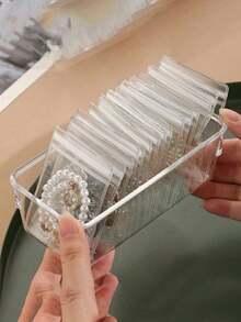 100个/5个装透明可重复密封PVC首饰袋，首饰收纳袋，首饰展示袋，防止氧化和变暗，适用于耳环、项链、首饰、小礼物、配饰、派对礼品袋，透明大号/透明加大号 - 無色 - 查看 3