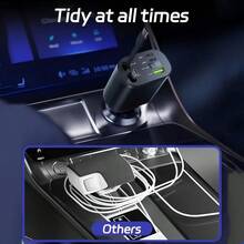 Cargador de coche de carga rápida con cable de datos retráctil y pantalla digital, compatible con iPhone - A - Ver 1