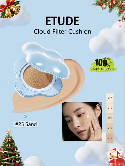 ETUDE 25 Cushion Foundation Beige Cloud Mist, textura ligera y aireada, acabado suave mate, cobertura natural, larga duración, esencial para uso diario, look de maquillaje natural, cosméticos coreanos, 15g/0.52oz