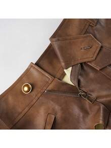 Sexy Leather Ultra Shorts New Hot Girl Street Style Low Waist Fashion Tight Hip Wrapping Hot Pants Leather Pants - 棕色 - 查看 7