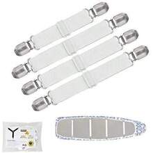 Goodtimes Clips de cubierta para tabla de planchar almohadillas para orejas ajustables para tabla de planchar mini tirantes mantiene la cubierta plana y segura clips de tensión - Blanco - Ver 1