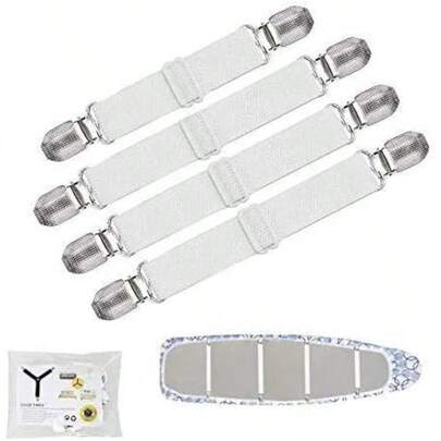 Goodtimes Clips de cubierta para tabla de planchar almohadillas para orejas ajustables para tabla de planchar mini tirantes mantiene la cubierta plana y segura clips de tensión