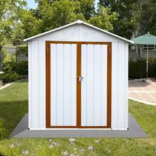 8X4FT Metal Storage Shed,Tool Shed With Peaked Roof Waterproof With Clear Window And Lockable Door Compact Tool Shed For Garden, Backyard,Patio,Sundries And Bike Storage, White,Galvanized Material, Anti-Corrosion And Rust-Proof, Durable, Essential For Storage - trắng - Xem 10