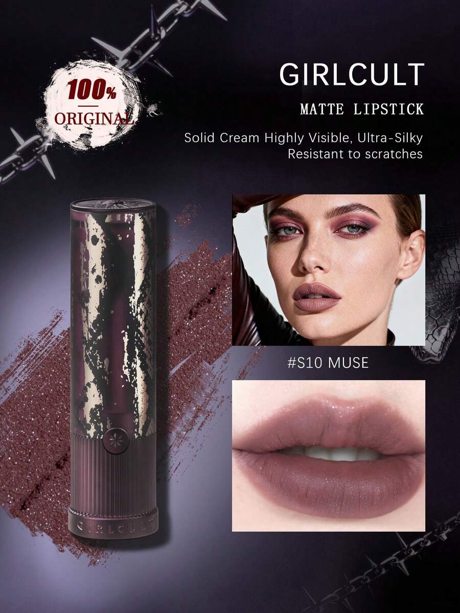 GIRLCULT Jianghu Series Romantic Lipstick, Velvety Matte Texture, High Color Payoff, Creamy Smooth Formula, Comfortable & Long-Lasting, Creates Eye-Catching Lip Makeup, Chinese Style Makeup - S10 Muse - Xem 1