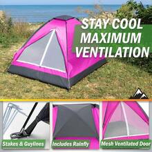 Wakeman Outdoors - Tienda de campaña para 2 Personas Bolsa de Transporte Tienda de campaña Ligera para niños o Adultos Campamentos mochileros y Equipo de Senderismo - Rosado - Ver 4