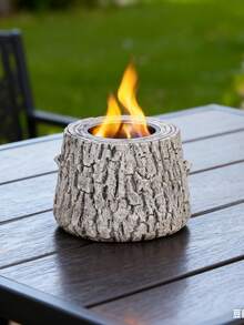 1个便携式桌面壁炉，混凝土树皮纹理设计，适用于户外野餐、烧烤、露营、家居装饰，无烟加热火盆，坚固耐用，适合露营烹饪。