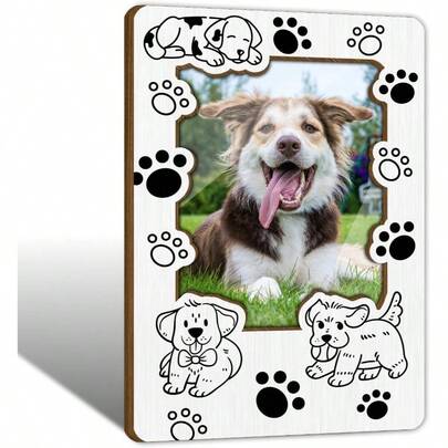 Pet Paws Picture Frame With Magnet, Magnetic Photo Frames Magnet Frames Refrigerator, Dog Lover Gifts Fridge Home School Office Kitchen Locker Decor - 002Fits Photo 2.5 Inchx3.5 Inch