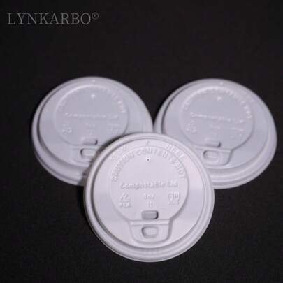 50pcs Fully Polylactic Acid (PLA) Coffee Lids, 80mm/90mm, Disposable Lids Suitable For Cold & Hot Drinks