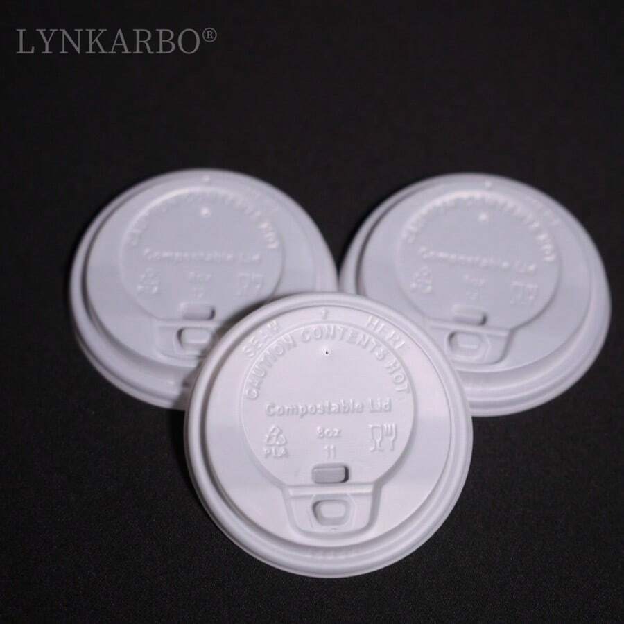 50pcs Fully Polylactic Acid (PLA) Coffee Lids, 80mm/90mm, Disposable Lids Suitable For Cold & Hot Drinks - Flip-top - View 1