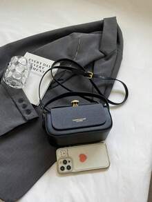 Classic Multifunctional Solid Color PU Waterproof Handbag, Metal Buckle Decor, Dual Handle Tote Bag - Black - View 5