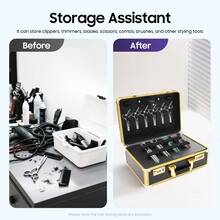 RibasuBB Portable Barber Stylist Carrying Case, Large Capacity Organizer For Clippers, Scissors, Combs, And Styling Tools, Durable With Double Password Lock - Gold - View 2