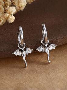 1 Pair Minimalist Mini Magic Dragon Copper Stud Earrings, Fashionable Design Suitable For Women's Daily Wear - Multicolor - View 3