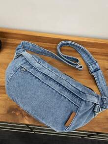 Women Fashion Solid Color Versatile Casual Fanny Pack.Unisex Denim Chest Bag - Large Capacity Biker Sling Pack For Men & Women, Women Fashion Solid Color Versatile Casual Fanny Pack.Adjustable Strap For Crossbody & Waist Carry, Versatile Canvas Fanny Pack For Students, Commute, Cycling, Travel & Outdoor Sports, Rugged Yet Stylish Jeans Material[Denim Chest Bag, Unisex Sling Pack, Large Capacity Fanny Pack, Biker Crossbody Bag, Adjustable Waist Pack, Student Fanny Pack, Commute Sling Bag, Cycling Bag, Outdoor Sports Waist Pack, Canvas Chest Bag, Men's Denim Bag, Women's Crossbody Purse, Unisex Jeans Bag, Travel Fanny Pack, Hands-Free Bag, Streetwear Sling, Durable Canvas Bag, Everyday Carry Bag, Versatile Waist Pack] - Màu xanh nhạt - Xem 6