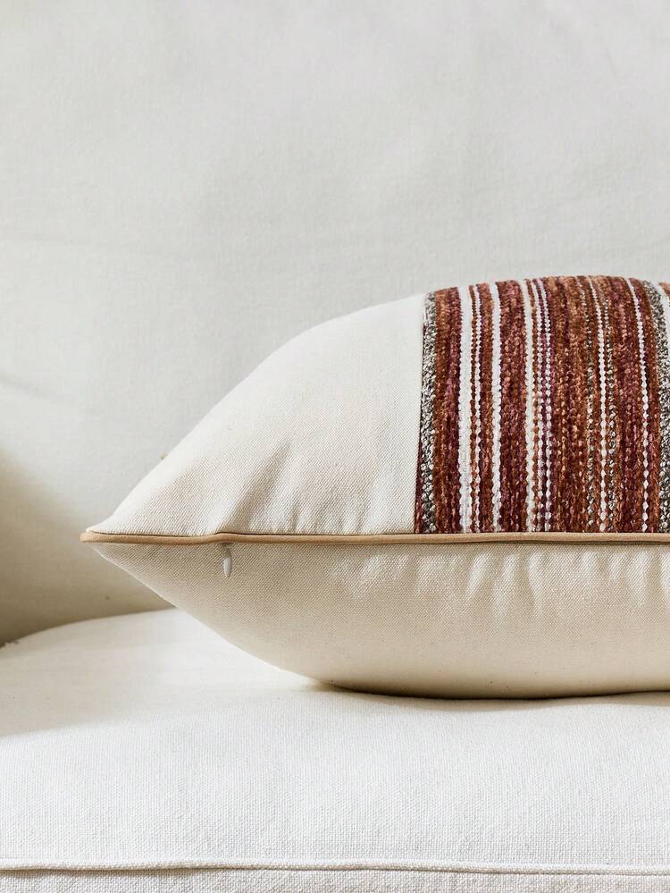 غطاء وسادة بوهيمي 18 * 18 بوصة قطعة واحدة/قطعتان، غطاء وسادة مربع مخطط ديكوري بأسلوب المزرعة، أغطية وسادة مخملية منقوشة، وسادة تزيينية محايدة للصالة والأريكة والسرير وديكور المنزل والغرفة والأعياد - البرتقالي مرهق - مشاهدة 4