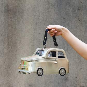 Dancing Engine Autumn/Winter New Car Shaped Handbag, Creative 3D Cartoon Design, Fashion Tote Bag - PU Material With Polyester Lining, Suitable For Gifts And Dates