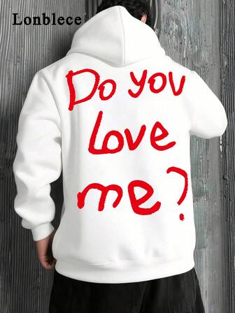 Lonblece 1pc Men's Streetwear Preppy Lettering # Graphic Polo Collar Sweatshirt, Casual Young Daily Wear