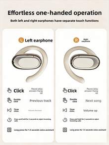 Wireless Bluetooth Earbuds, Ear-Hook Style, Open-Back Design For Comfortable Long-Term Wear, Ultra-Long Battery Life, New Skin-Friendly Design | High-End Version, Panoramic Surround Sound, Ergonomic Design That Doesn't In The Ear, Ultra-Long Standby Time, High-Speed Bluetooth 5.4 Dual-Chip, Intelligent Fingerprint Touch Control, Master-Level Acoustic Tuning, LED Battery Display, Waterproof And Sweatproof For Sports Use, Intelligent Call Noise Reduction AI Algorithm, Type-C Fast Charging, And Universal Compatibility With Multiple Devices. - Multicolor - View 9