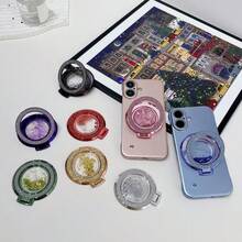 Luxuriöser Glitzerpulver Handyhalter Ring, universeller flacher faltbarer Ringgriff Ständer für den Schreibtisch