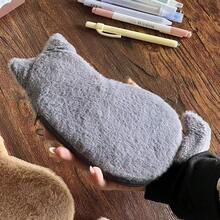 1个可爱猫咪毛绒铅笔盒，大容量，创意文具收纳袋，礼品，娃娃铅笔袋 - 彩色 - 查看 10