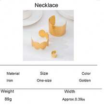 欧美时尚不对称几何锤纹宽手镯戒指首饰套装，女士礼物