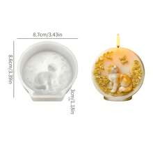 DIY动物桌面装饰、石膏手工皂和硅胶模具（可用于制作带有浮雕猫狗图案的香薰蜡烛） - 白色 - 查看 11