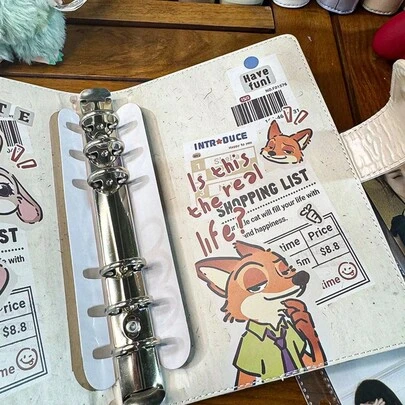 Disney 疯狂动物城 PU 皮革 A6 活页笔记本套装，高性价比多功能磁性笔记本/省钱工具