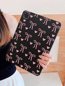 Cute Pink Bow Heart Pattern Matte Black Tablet Case - Compatible With IPad, Shockproof Cute Aesthetic Cover, IPad Accessories Quick Ship Gifts, Compatible With Kindle, IPad 11th Generation, IPad A16 Cases And Covers - Black - View 3