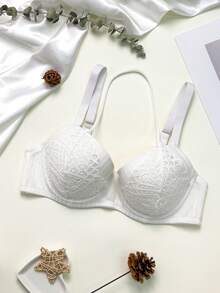 1pc Women's Lace Trim Padded Camisole Bra - Adjustable Straps, Fashionable Everyday Lingerie