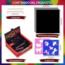 Scratch Art Caja de Notas con Bolígrafo y plantilla de dibujo8.5x8.5cm 100 hojas Papel de Rascar arte Arcoíris que se puede utilizar como tarjetas de felicitación festivas notas dibujos de graffiti para niños o adultos 100 hojas 8.5x8.5cm - 100 hojas - Ver 2