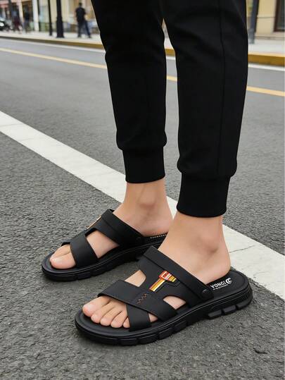 Men's Casual Thick Sole Sandals, Comfortable Backstrap Slippers Suitable For Outdoor, Driving, Gathering, Camping In Weather Above 15.6°C (Recommend Ordering One Size Up), Size 39-45