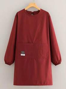 1件大口袋长袖围裙，时尚新款防水防污围裙，适用于家庭、餐饮和工作场合。 - 彩色 - 查看 6